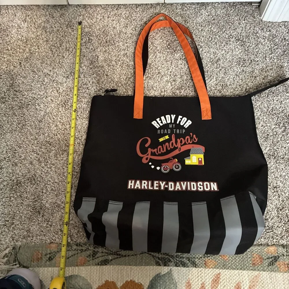 Harley-Davidson Tote Bag Orange “Ready For Road Trip To Grandpa’s” Padded